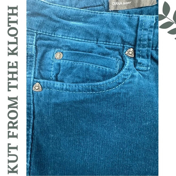 Kut from the Kloth Diana Skinny Corduroy
Pants Teal Green Size  10 - Picture 5 of 8